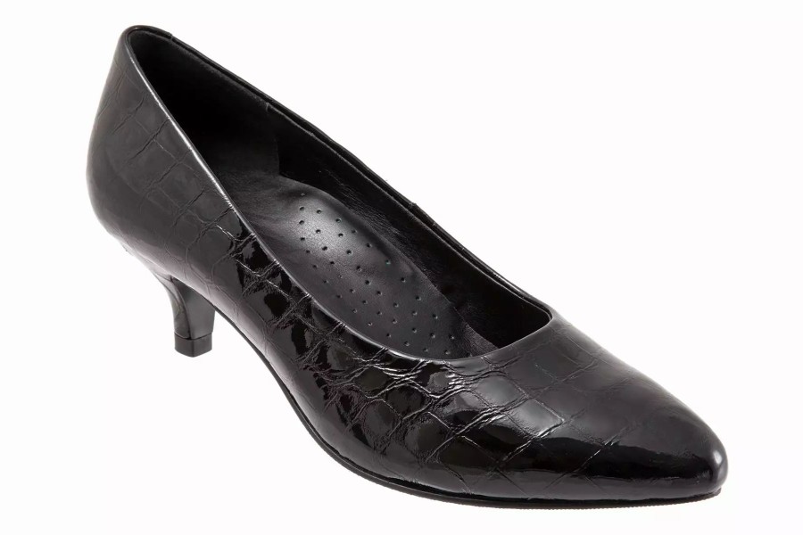 Dress Shoes * | Trotters Kiera Blk Croc/Pat