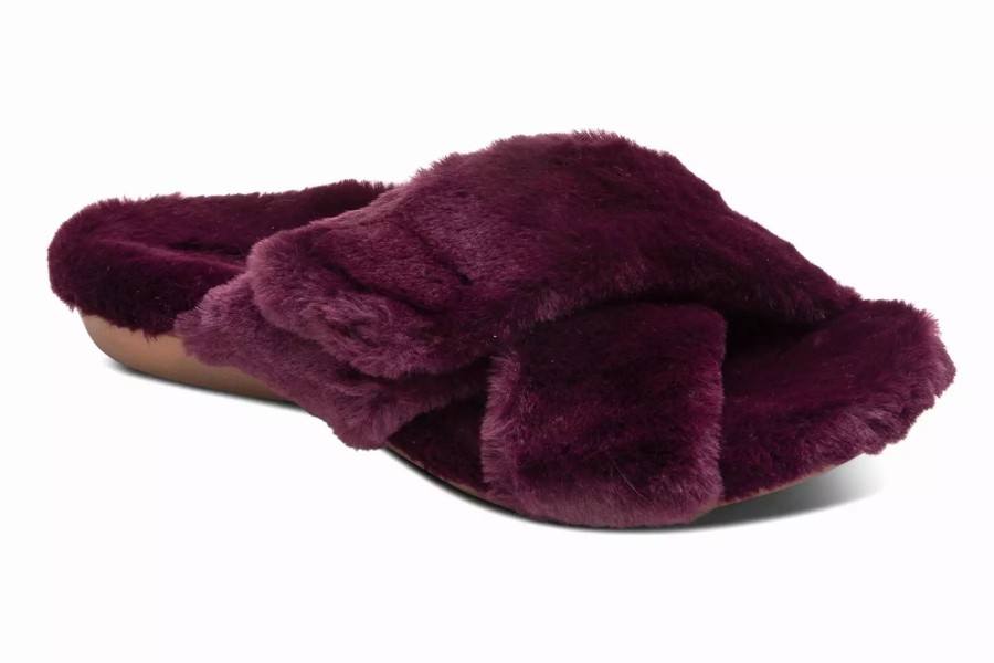 Slippers * | Aetrex Penelope Wine